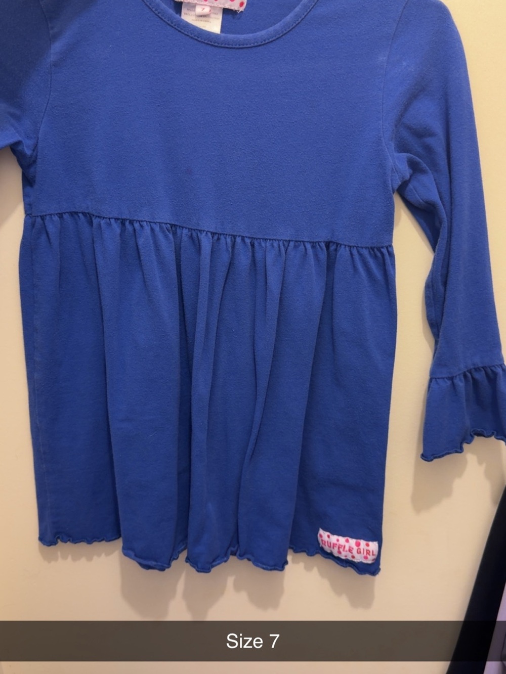 Ruffle Girl Long-Sleeve Peplum Top in Royal Blue - Kids